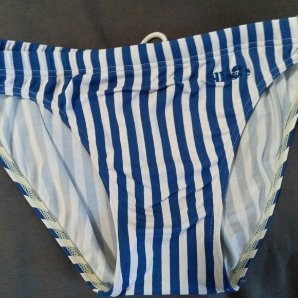 ELLESSE SWIM BRIEF, Asian Size "L", Blue and White Stripes - VINTAGE (Pre-Owned) - Picture 1 of 7